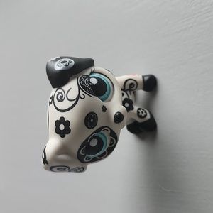 littlest pet shop # 1613 black & white floral dalmatian puppy dog with blue eyes